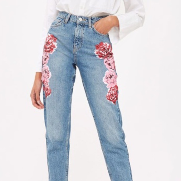 flower mom jeans